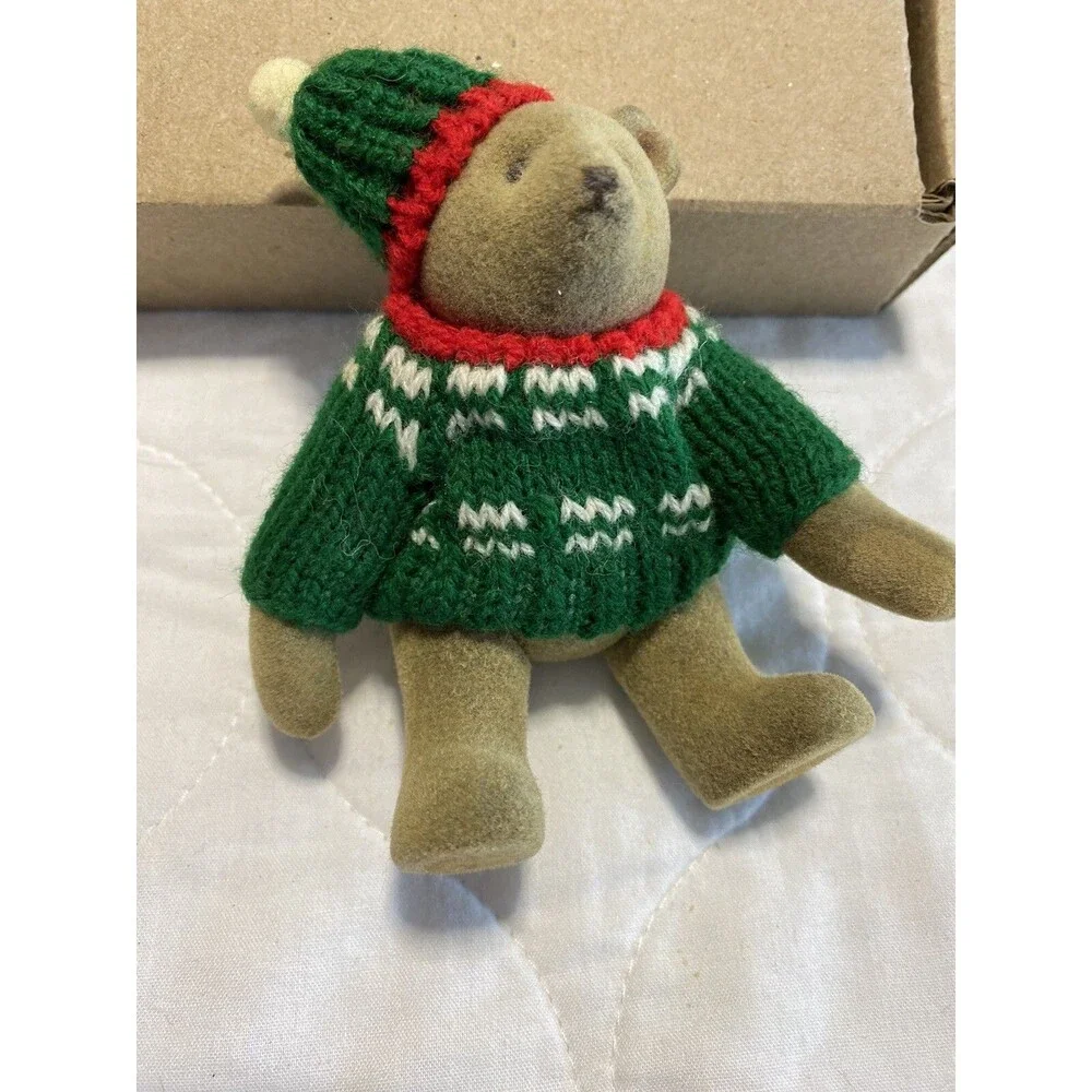 Gund Teddy Bear Miniature Jointed Winter Sweater & Hat Vintage HTF